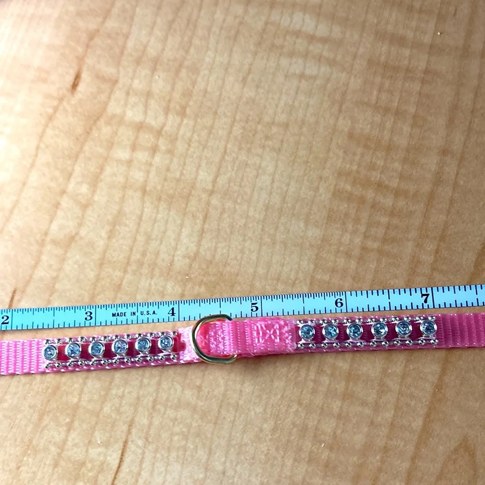 Pink rhinestones 12 dog cat collar 8.5” - 10” NWOT teacup or puppy sized x-small